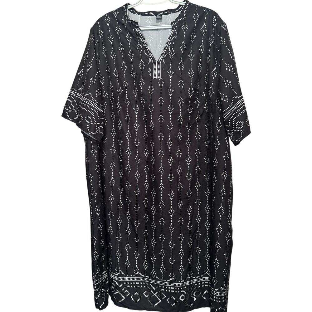 Shein Curve Women's Black White Printed Short Sleeve‎ Dress Size 3XL